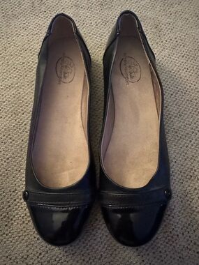 Life Stride Black Patent-Toe Slip-On Ballet Flats